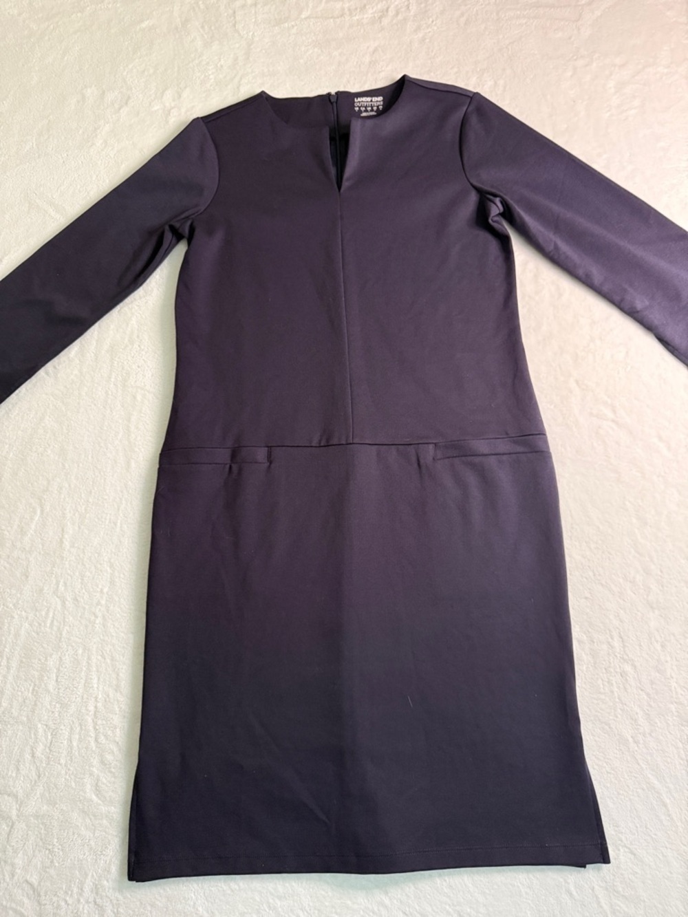 Lands' End Navy Classic Long-Sleeve Dress